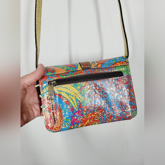 Patricia Nash Tropical Print Leather Crossbody Bag - Picture 3 of 4